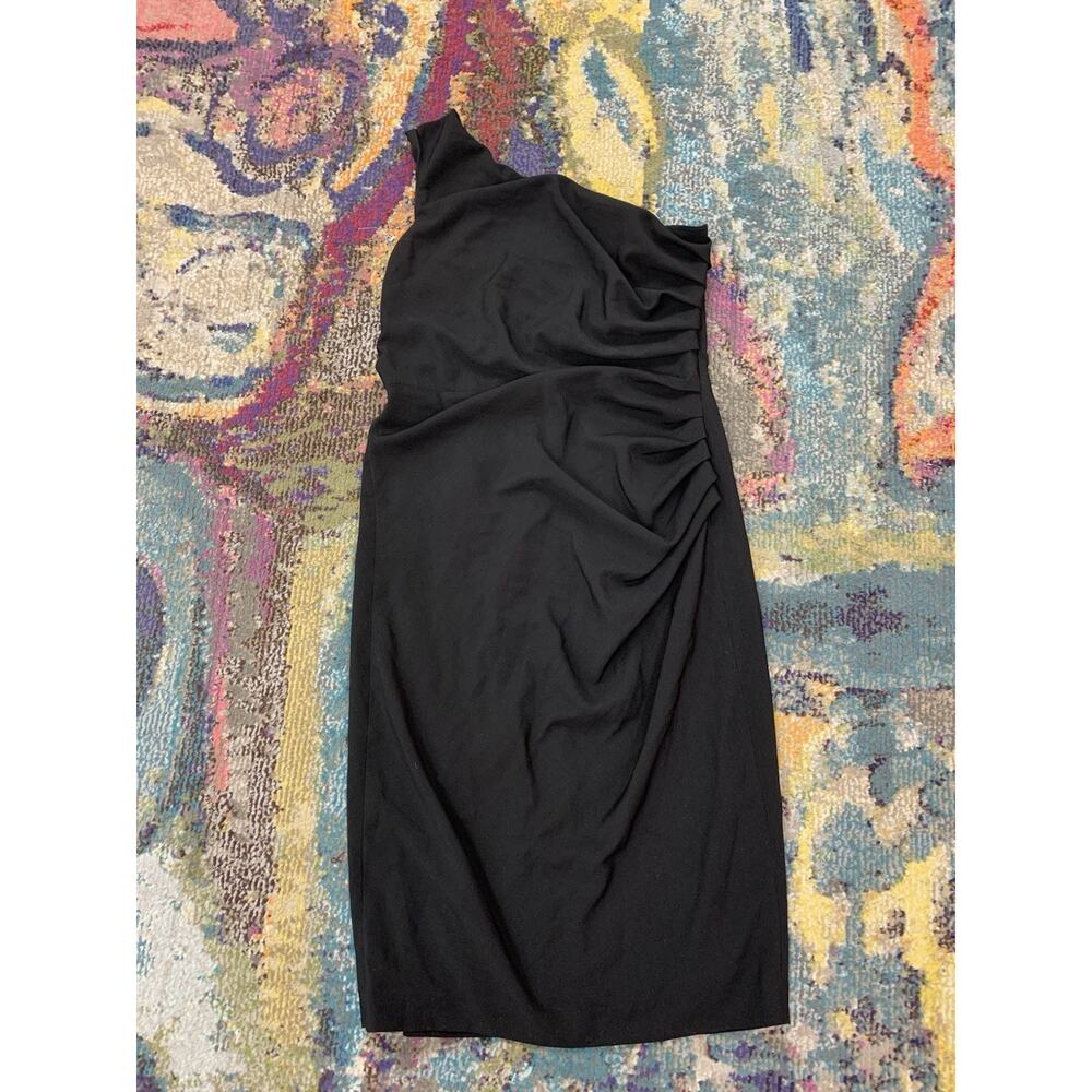 Dress the Population Martine One Shoulder Sheath Dress Women's XL Black Cocktail